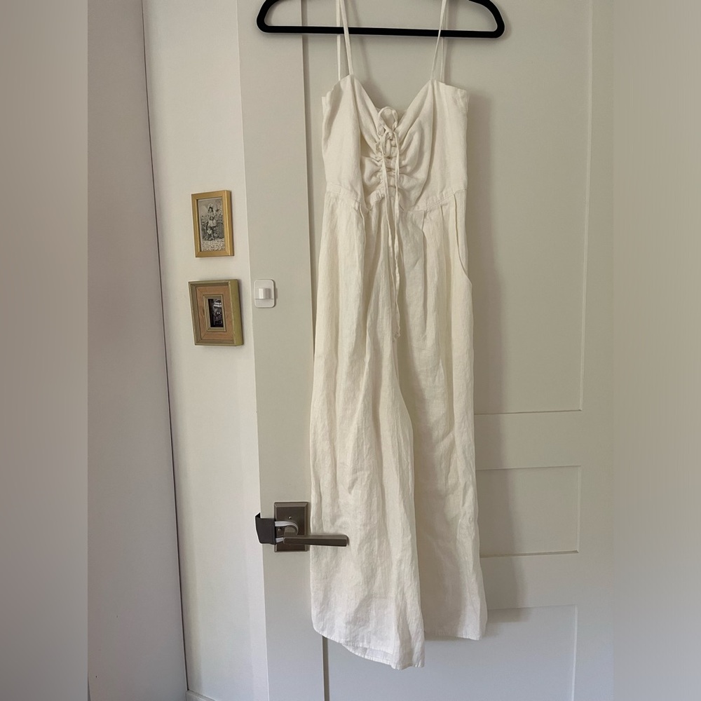 White linen jumpsuit